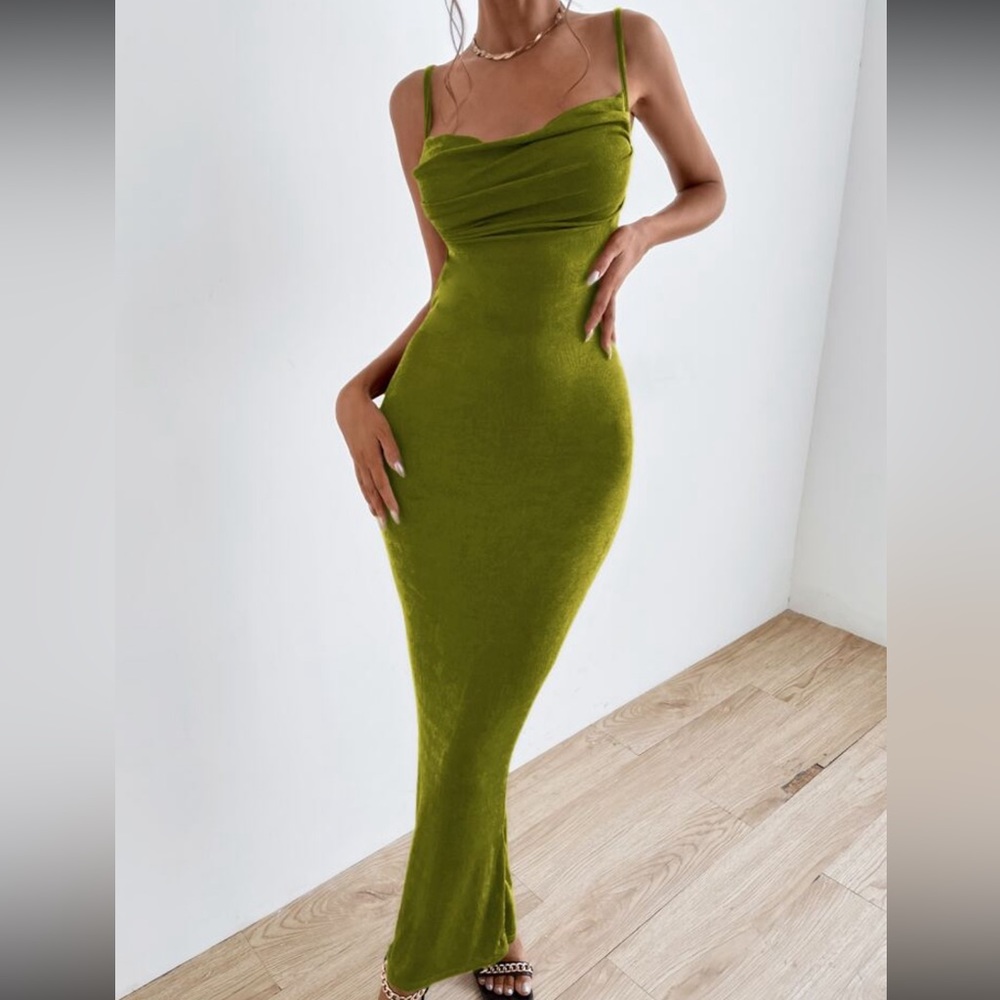 Lime green tie backless dress